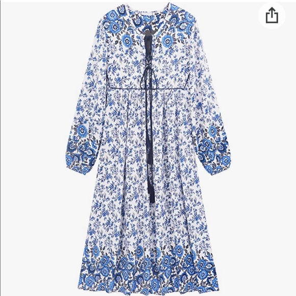 BRAND NEW!! R.Vivimos Long Sleeve Floral Midi Dres - Picture 1 of 4